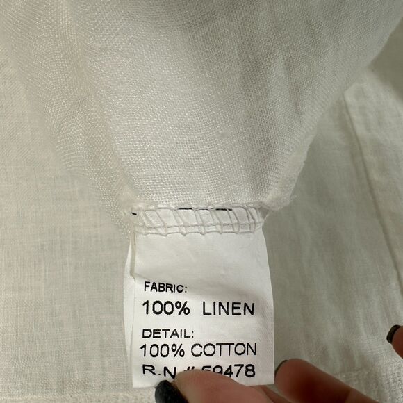 Bella Umbra Italy Linen White Short Sleeve Flowy Blouse Size 1X - Picture 3 of 5